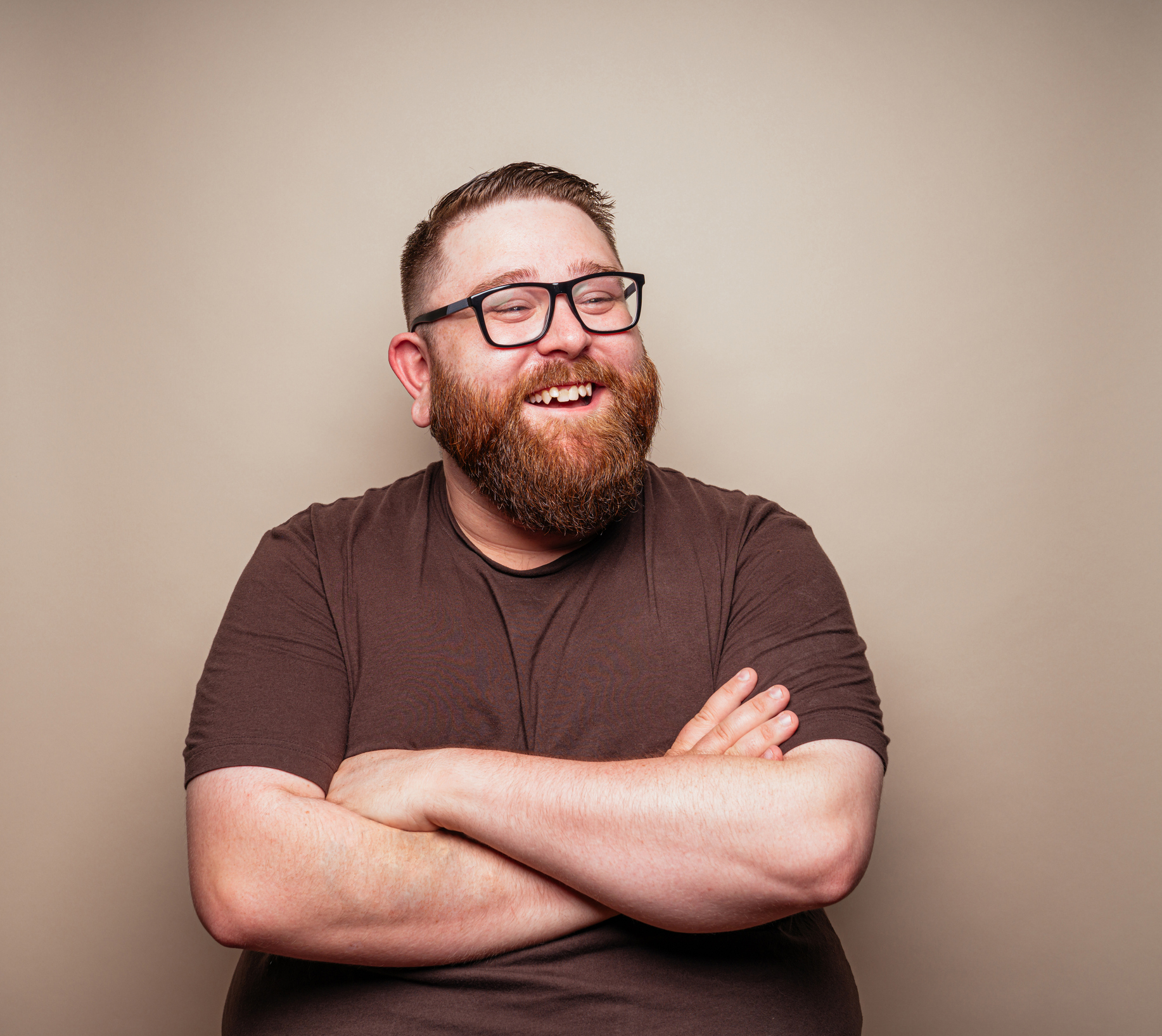 Bearded Hipster with Glasses making funny faces
